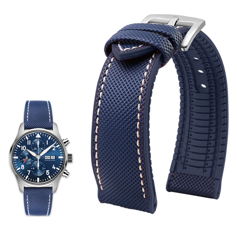 Per Iwc Pilot Mark 18 Portoghese Tudor Breitling Nylon Gomma Inferiore Cinturino Dell'Orologio Cinturino 19Mm 20Mm 21Mm 22Mm 23Mm 24Mm