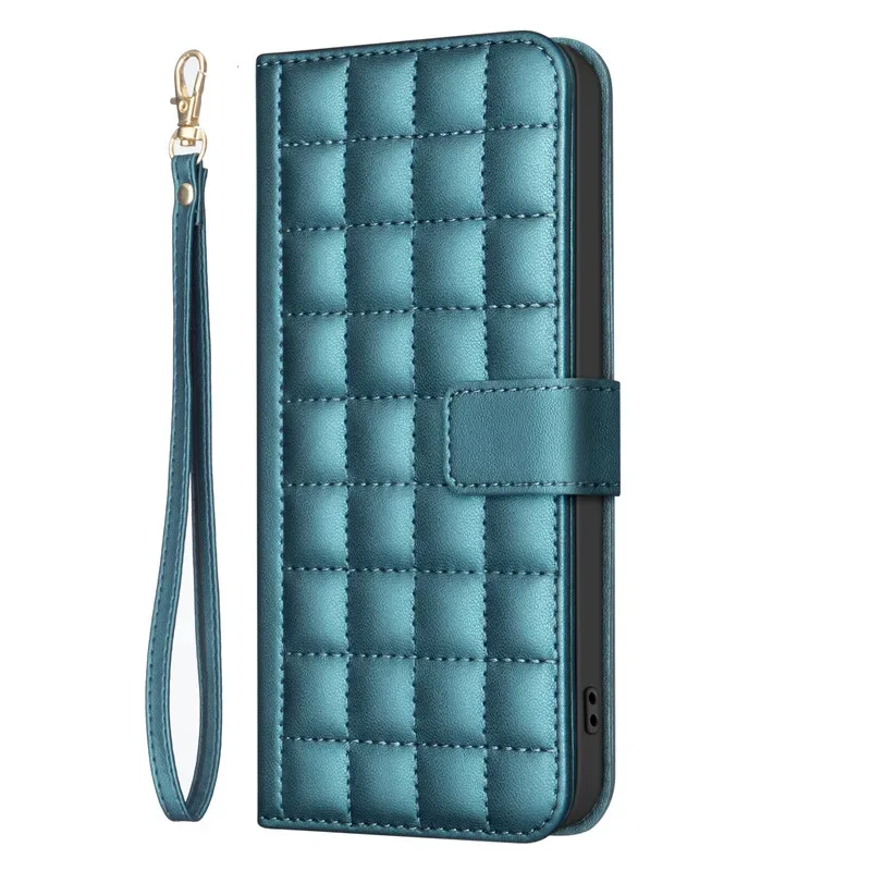 3D Checkered Pattern Leather Wallet Phone Case with Magnetic Flip Cover