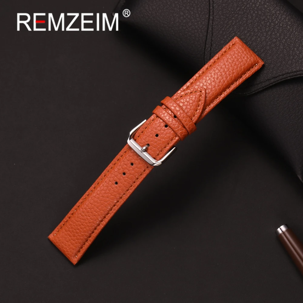 Elegant Lichee Pattern PU Leather Wristwatch Strap - Unisex Replacement Watchband Accessory