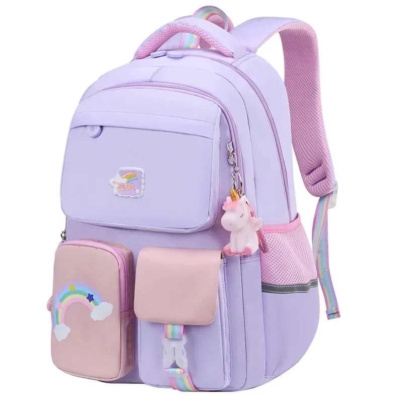 

Korean rainbow shoulder strap school bag for teenagers girls Children's waterproof backpacks kids schoolbags mochilas
