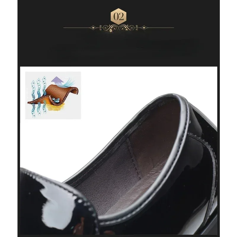 Large Size Men's shoes sharp leather patent business dress inside the height of men's shoes wedding
