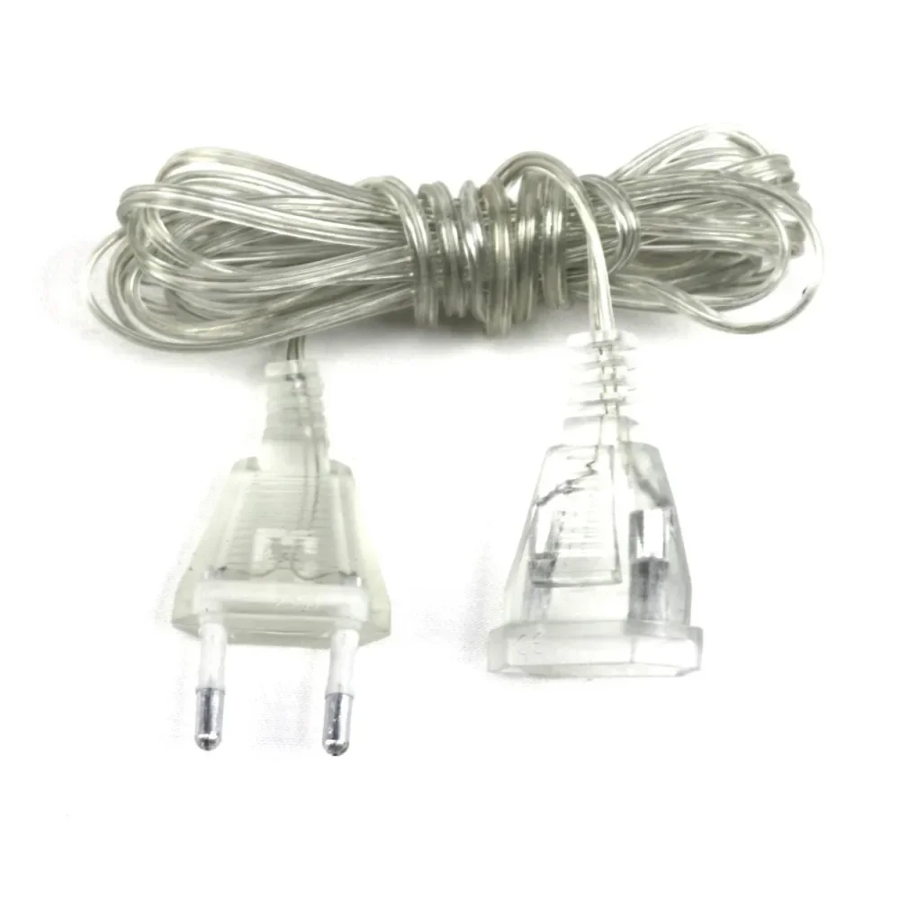 Transparent Power Extension Cord 220V 110V EU US AC Standard Switch Cable for Christmas New Year String Light 3M 5M power extension cable