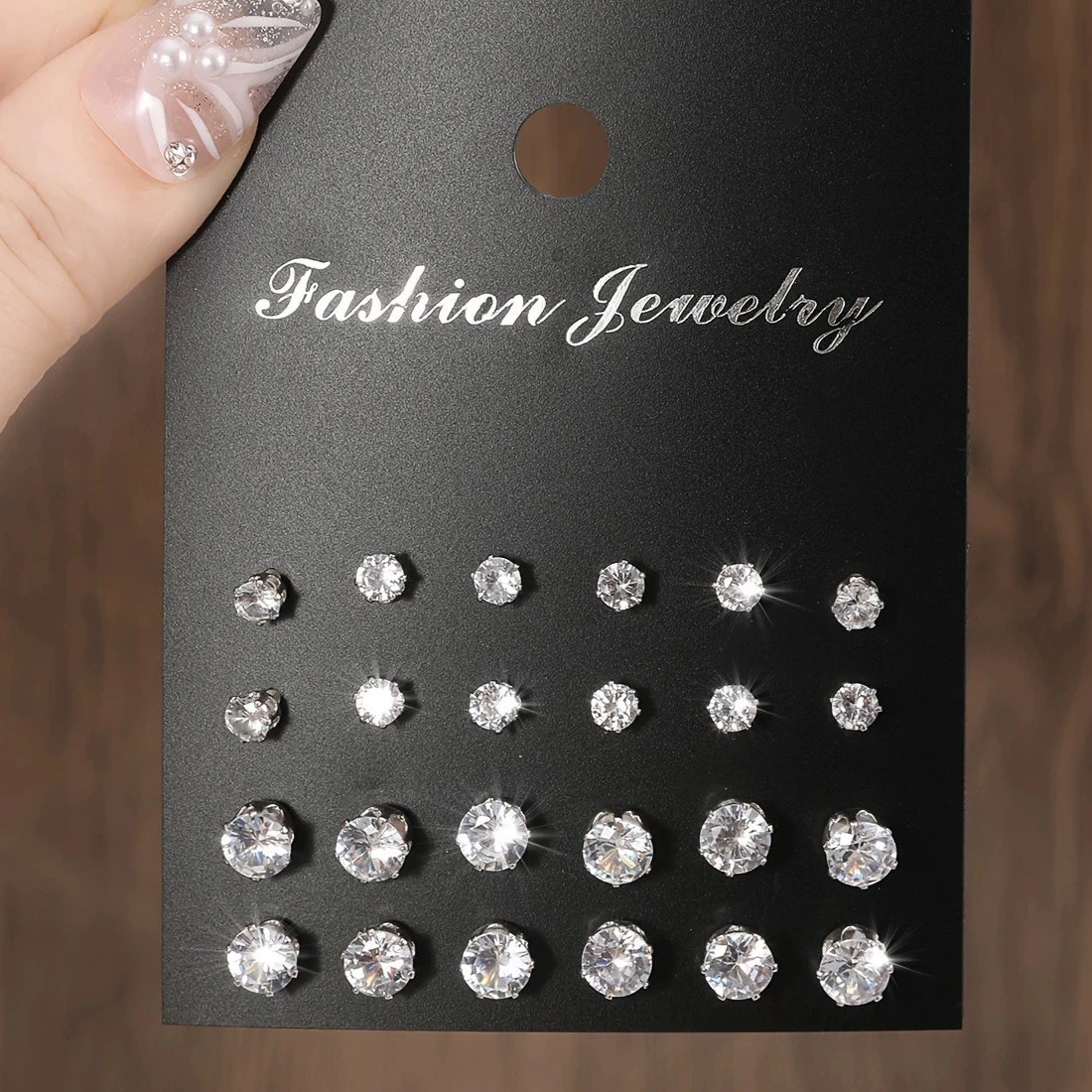 Wedding stud earrings set 12 pair pack for women men crystal rhinestone party jewelry