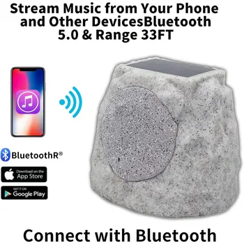 Rock Speakers Outdoor Waterproof Solar-Powered Wireless Bluetooth Portable Speaker Outdoor Bluetooth Speaker with 7 Light Colors 3