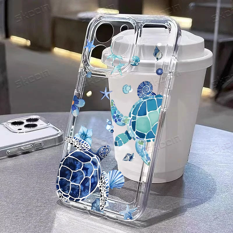 Adorable Turtle Shockproof Transparent Phone Case – Soft Protective Cover
