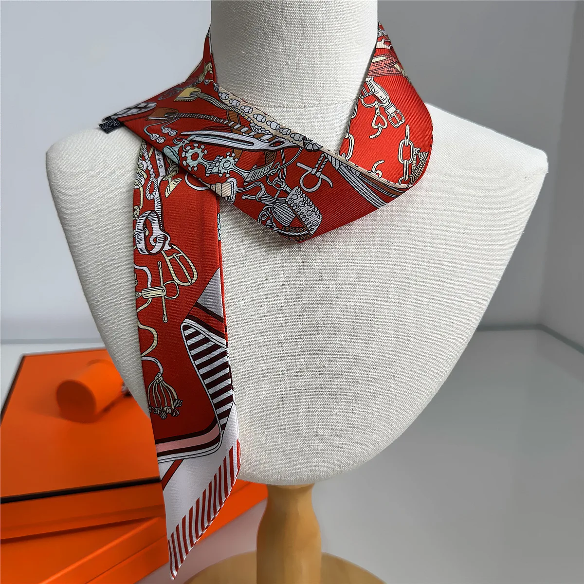 Marke Design Gürtel Frauen Schal Luxus Seide Schal Mode Haar Stirnband Foulard Tasche Dekoration Dünne Tasche Schals Halstuch – Detail 8