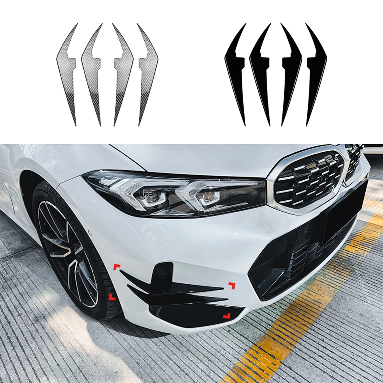 Paraurti Anteriore Side Air Vent Cover Trim Per Bmw Serie 3 G20 G21 Lci M Sport 330I M340I 2023-2024 Labbro Splitter Telaio Di Aspirazione Inferiore