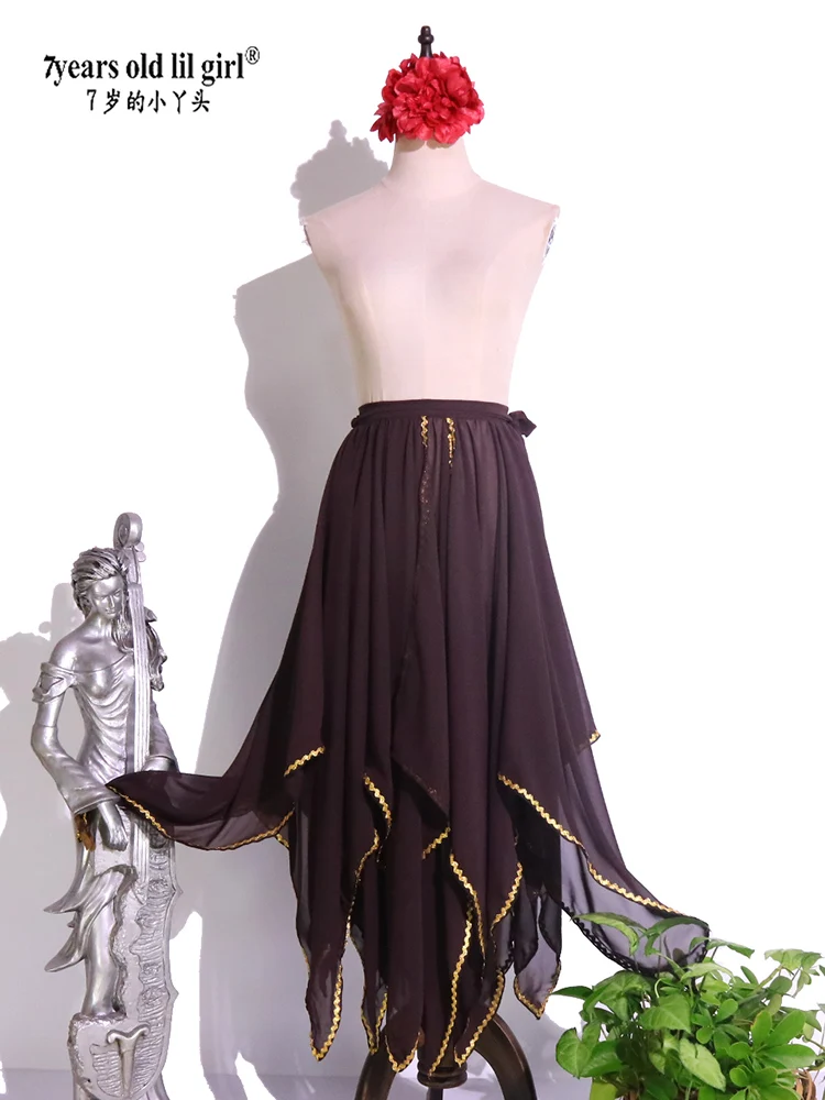 

Chiffon Belly Dance Skirt Ltaly Chiffon 12 Angle With 1 Side Slit Long Skirt EW96