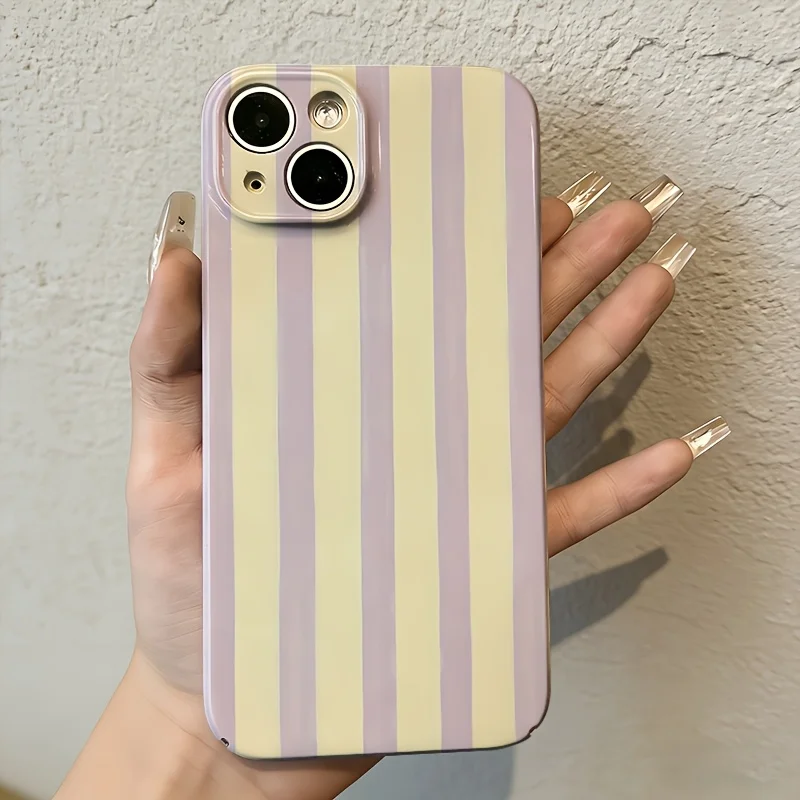 Vibrant Yellow and Purple Striped Hard Phone Case