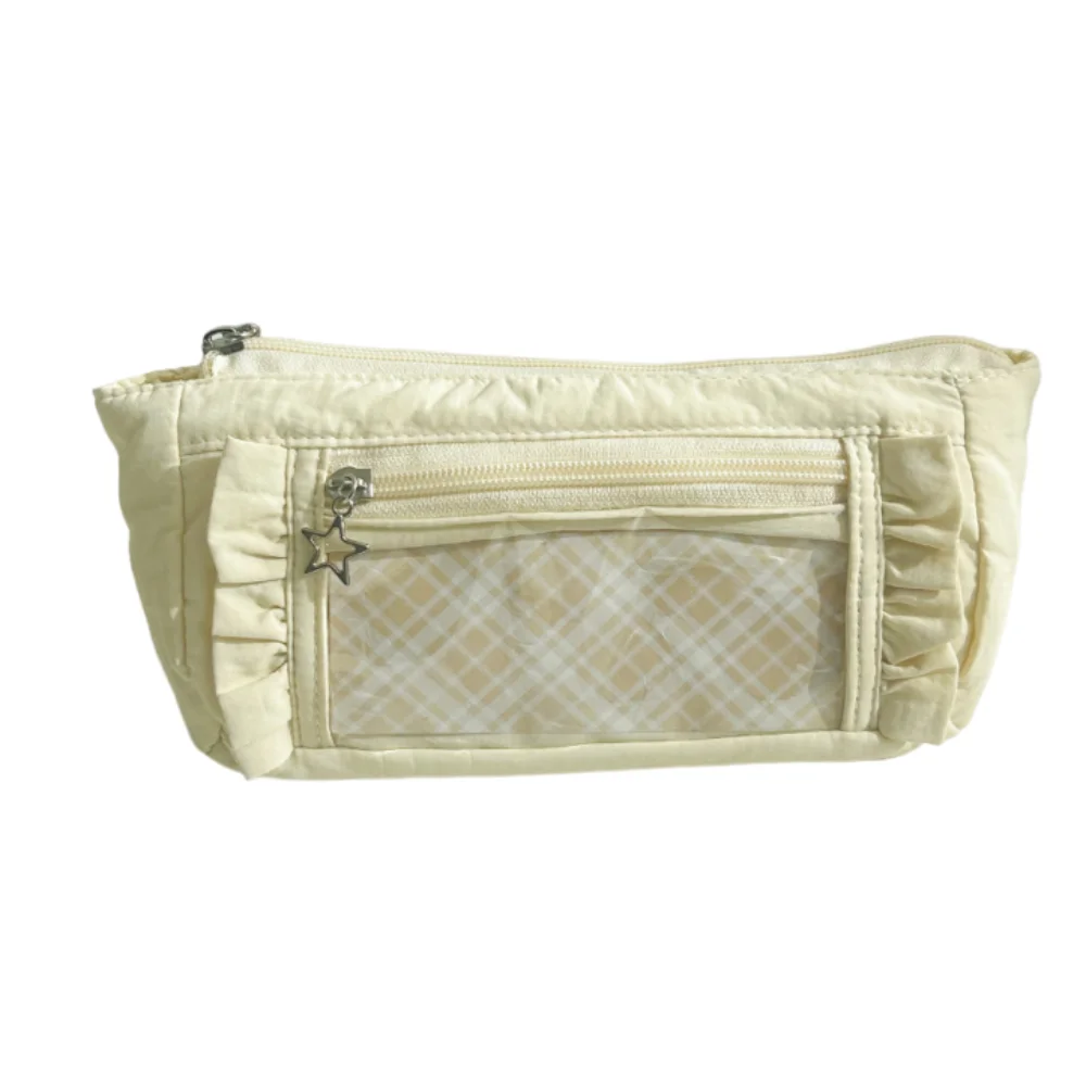 대용량 필통 달콤한 DIY 이타백 메이크업 가방 투명 창 포함 휴대용 펜 정리..