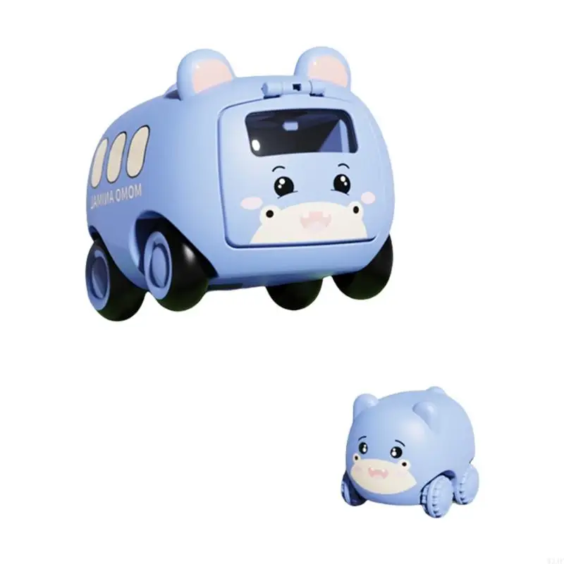 W3JF Car Cartoon Animal Toy Press and Go Vehicle Toy for Kids Gift Boy
