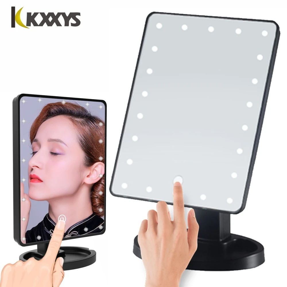 

22/16 LED Vanity Mirror Light Tabletop Makeup Mirror Touch Switch 10x Magnifying Small Mirrors 180 Rotation Bathroom Travel