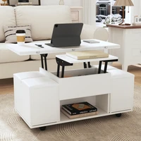 Table basse multifonctionnelle élégante avec bureau ouvrable pour façonner 2 tables et grande capacité pour le salon moderne 4