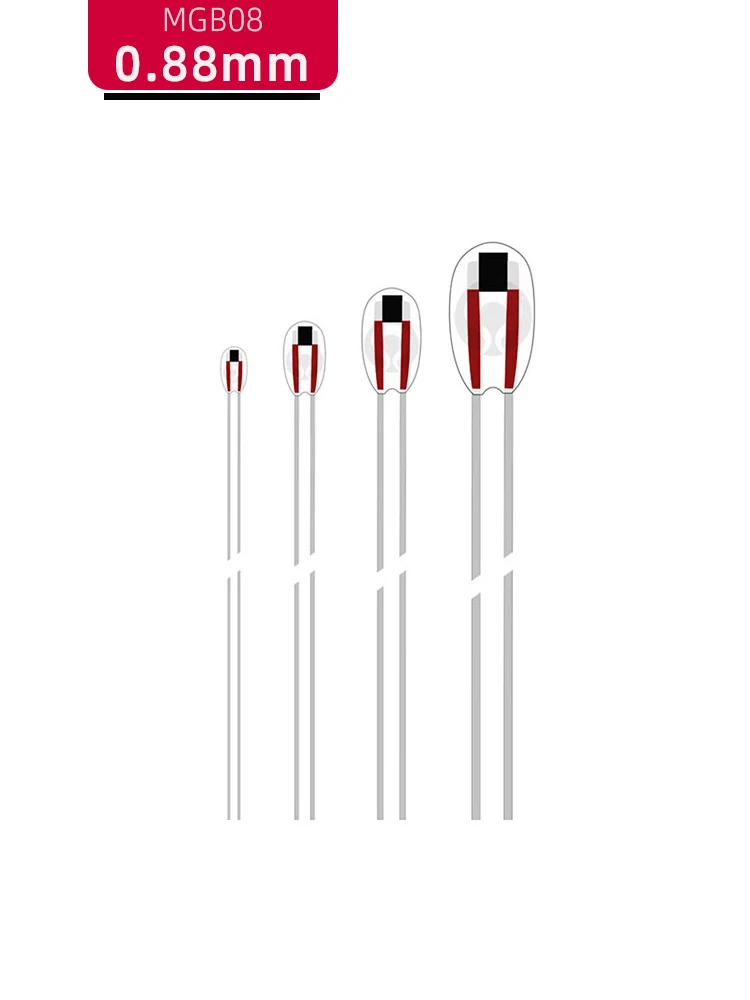 Lingee MGB08 0.88mm Glass-sealed NTC Thermistor 10K 50K 100K 500K 3380 3950 Temperature Sensor Probes