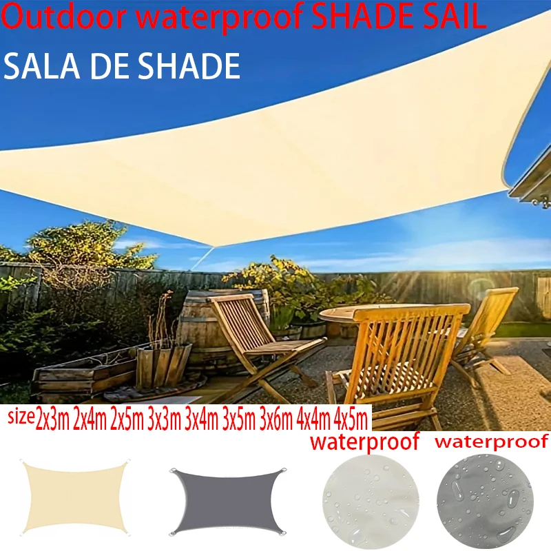Waterproof Sunshade Sail Square Rectangular Sunshade Cloth outdoor awnings rainproof tarpaulin sunshade net for Outdoor Garden Terrace