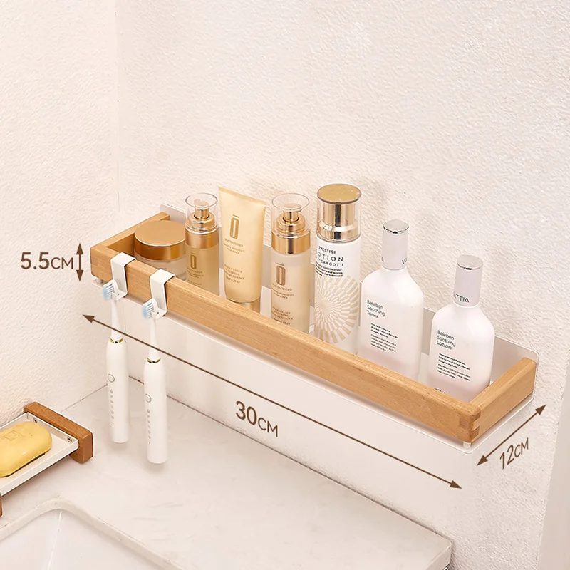 رف مطبخ خشبي أسود تركيب برغي منظم مكياج رف زاوية ع...