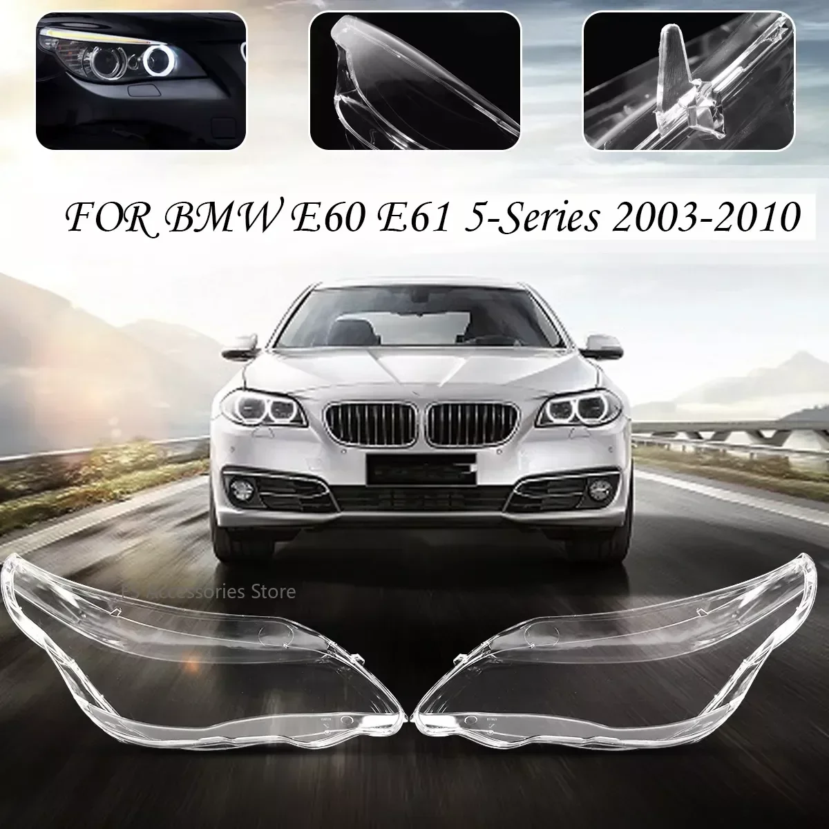 Rechts Links Auto Scheinwerfer Objektiv Glas Lampe Abdeckung Lampenschirm Shell Für BMW E60 E61 25I 530I 545I 550I 2003-2010 Scheinwerfer Abdeckung