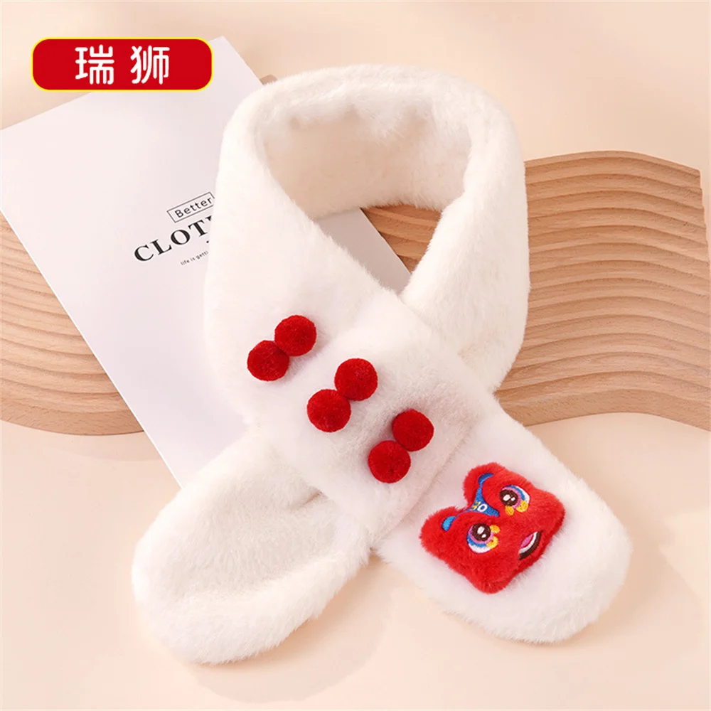 Autumn Winter Soft Plush Children Scarf Cute Cartoon Girl Baby Thick Warm Scarf Outdoor Kids Neckerchief Baby Accessories