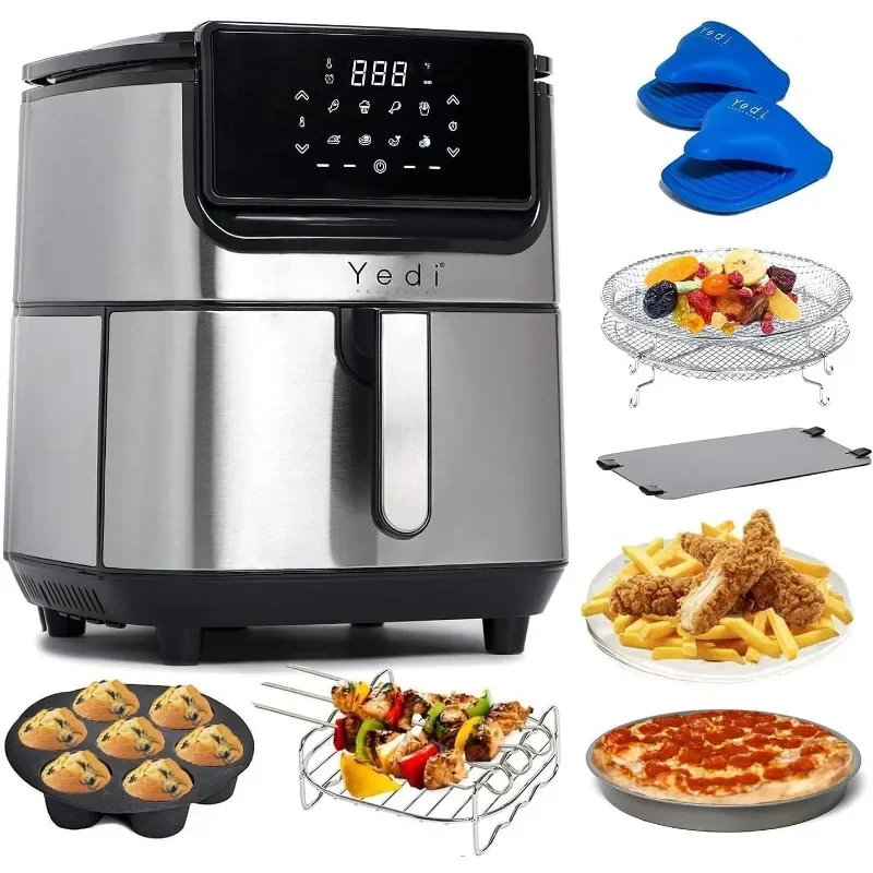 

Yedi Evolution Air Fryer, 6.8 Quart, Stainless Steel, Ceramic Cooking Basket, with Deluxe Accessory Kit and Recipe Book