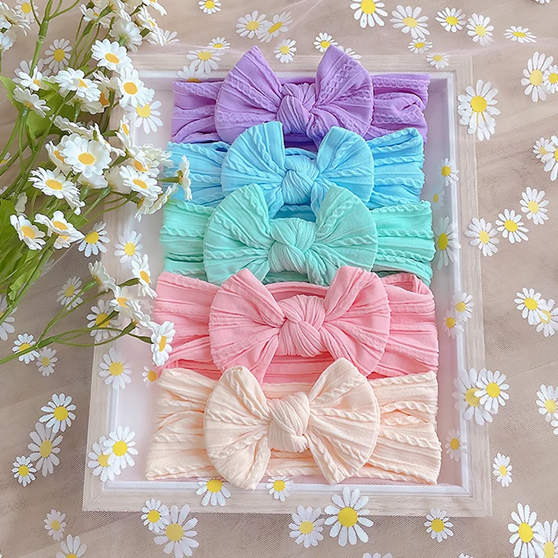 

3Pcs/Set New Bows Baby Girls Headband Soft Nylon Elastic Infant Toddler Hair Band for Newborn Baby Hair Accessories Gift