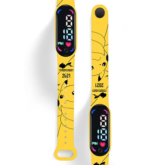 New Pokemon Electronic Watch Pikachu Cartoon Digital Electronic Waterproof LED Watch Wristband Children's Toy Christmas Gift color 1pcs
