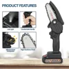 4-Inch Portable Handheld Mini Electric Chainsaw with 2 Batteries High Efficiency Lightweight Cordless Chainsaw Wood Cutting and 5