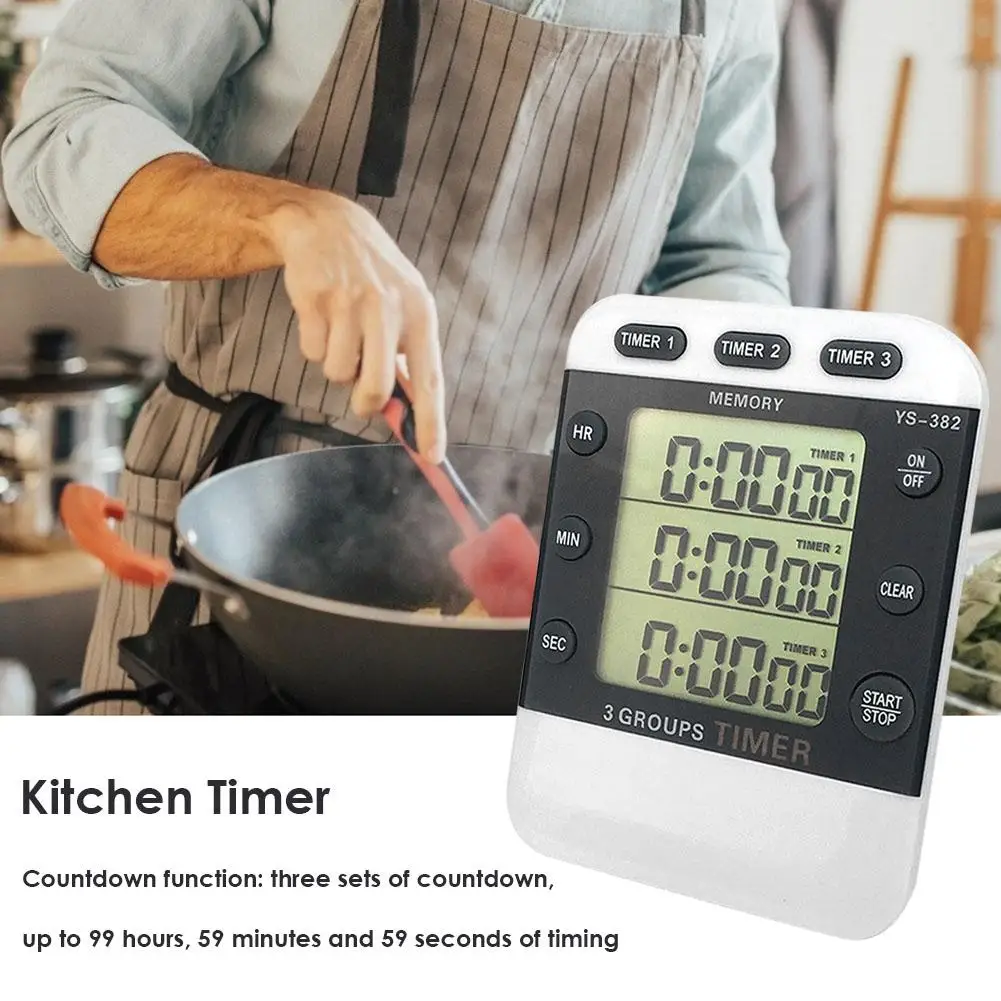 Square Kitchen Countdown Timer, Alarme de cozinha, Home Supply, 3Way