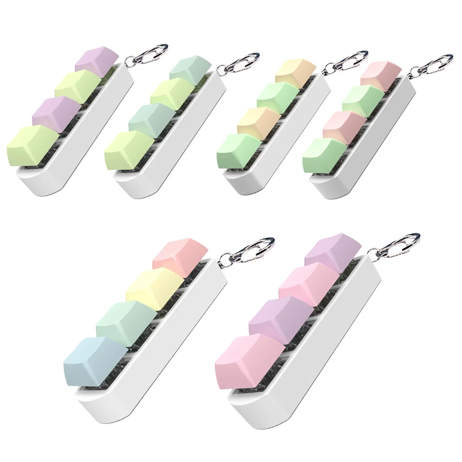 Keyboard Fidget Toys with Light Stress Relief Keyboard Keychain DIY Keycaps Button Finger Fidget Key Caps Shaft Tester Keychain fidget toys