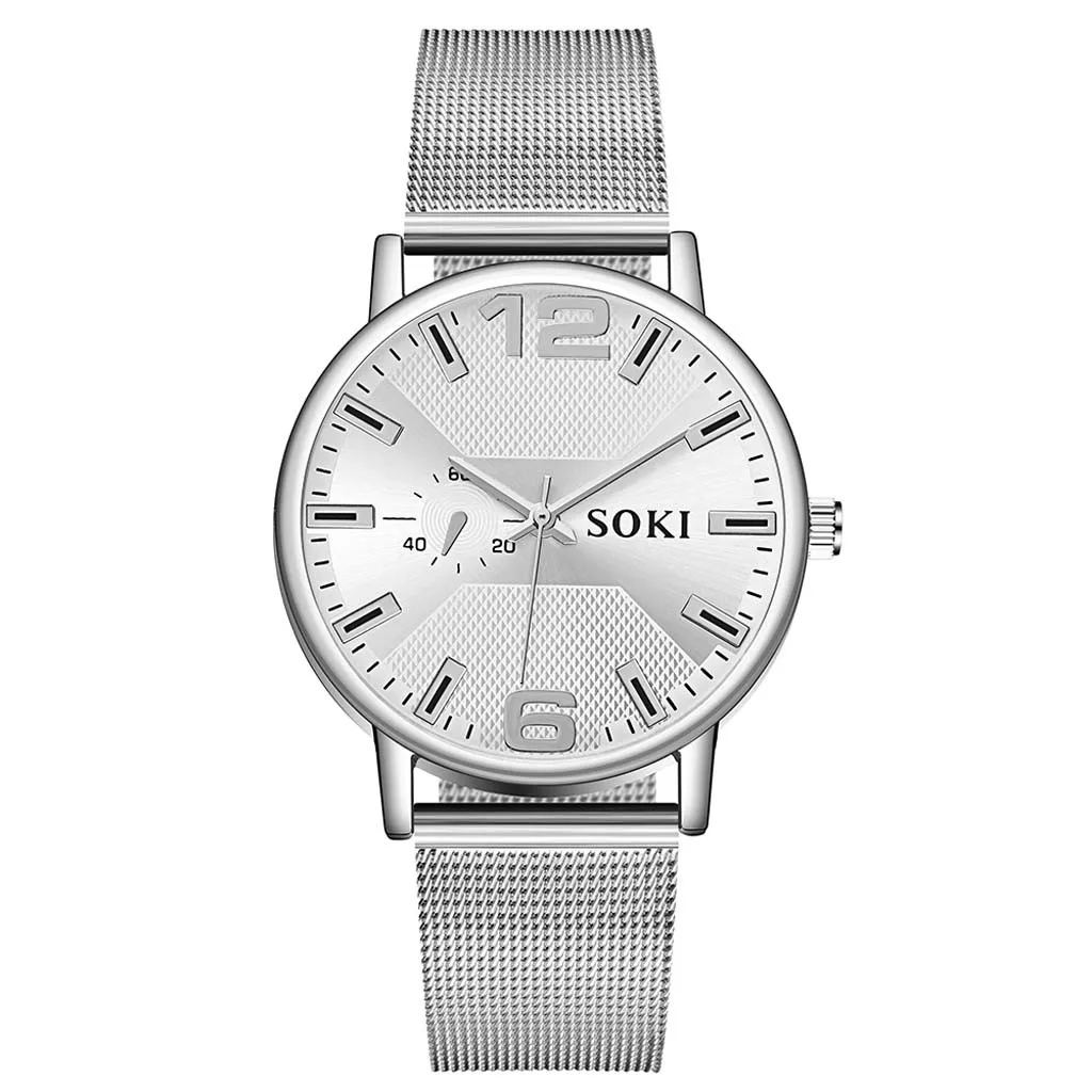 

Fashion Digital Watches Casual Round 3-Eyes Dial Watch Stainless Steel Strap Temperament Wristwatches Digital Wristwatch 기계식 시계