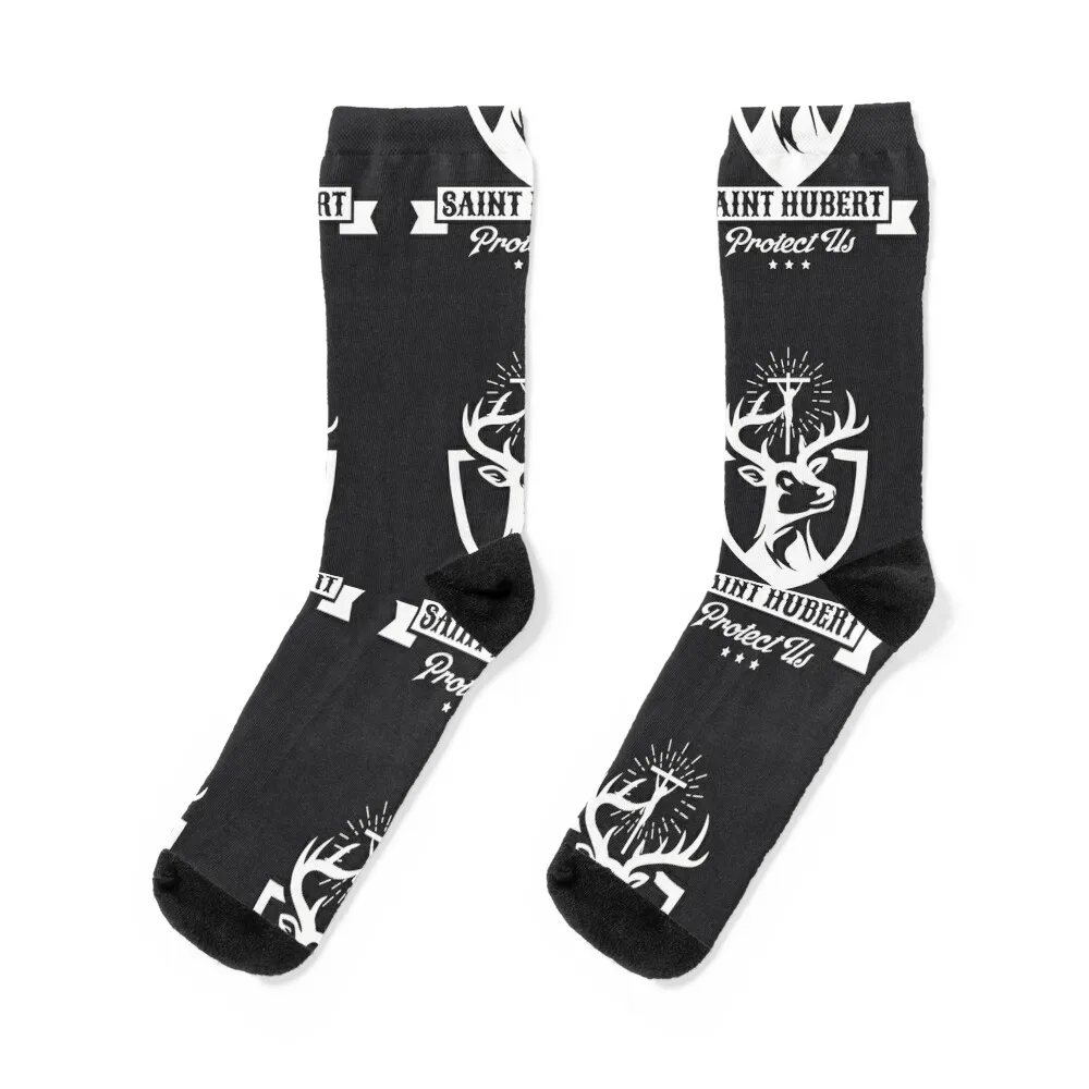 

St, Hubert Hubertus Patron Saint of Hunters Stag Socks set christmas stocking floral Christmas Men's Socks Women's