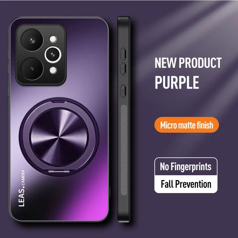 Magnetic Ring Stand Matte Hard Phone Case with Camera Protective Back Cover Bumper