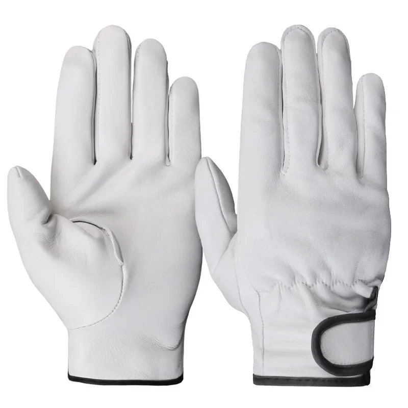 Work gloves sheepskin leather workers work welding safety protection garden sports motorcycle driver wear-resistant gloves 5