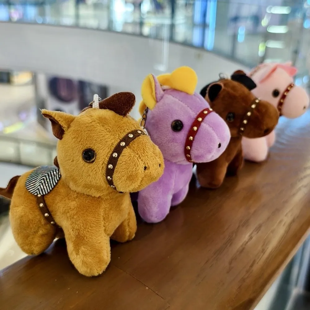 Cartoon Pony Pendant Mascot Doll Steed Doll Plush Horse Keychain Fluffy Chinese Style Stuffed Animal Keyring