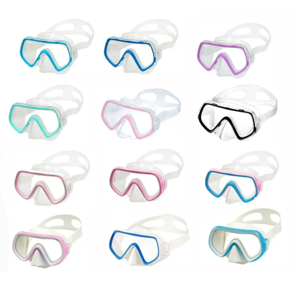

PVC Strap Kids Swim Goggles PC Glass with Nose Cover Child Diving Mask Anti-Leak Vibrant Colors Pool Swim Eyewear 3-8Year Olds