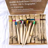 Couleur aléatoire 5/10 pièces Brosse à dents en bambou réutilisable écologique en bois à poils souples pour adultes, fournitures de voyage et de maison, vente en gros 1