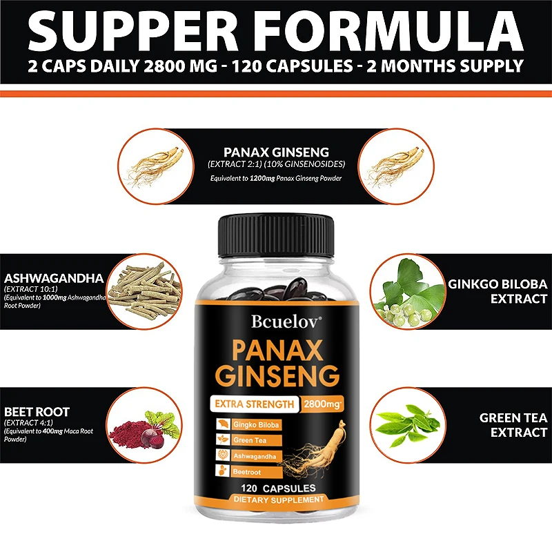 Bcuelov Ginseng Extract Male Performance Supplement - For Endurance, Strength, Energy Supplement - Workout Supplement