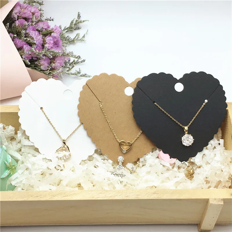 

50/25pcs 7.7x7.2cm Necklace Earrings Packaging Display Card Love Heart Card Kraft Paper Cards for DIY Jewelry Retail Price Tags