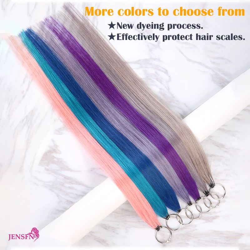 JENSFN Micro feather new hair extensions Human Hair Straight Hand knitting  20 Inch 0.8g/Strand Color Hair salon supplies