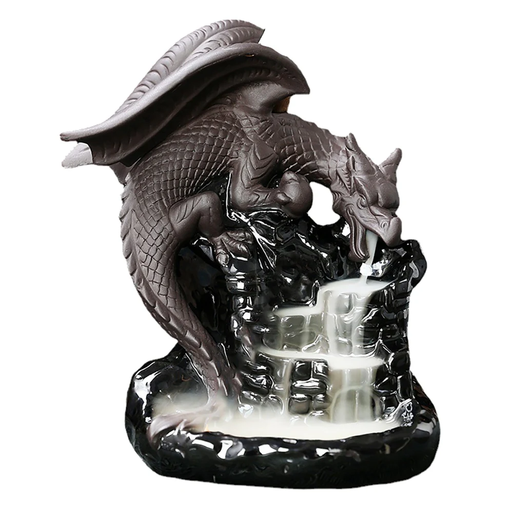 

Dragon Zen Decor Waterfall Incense Cone Holder Censer Encensoir Palnik Incense Meditation Backflow Incensario