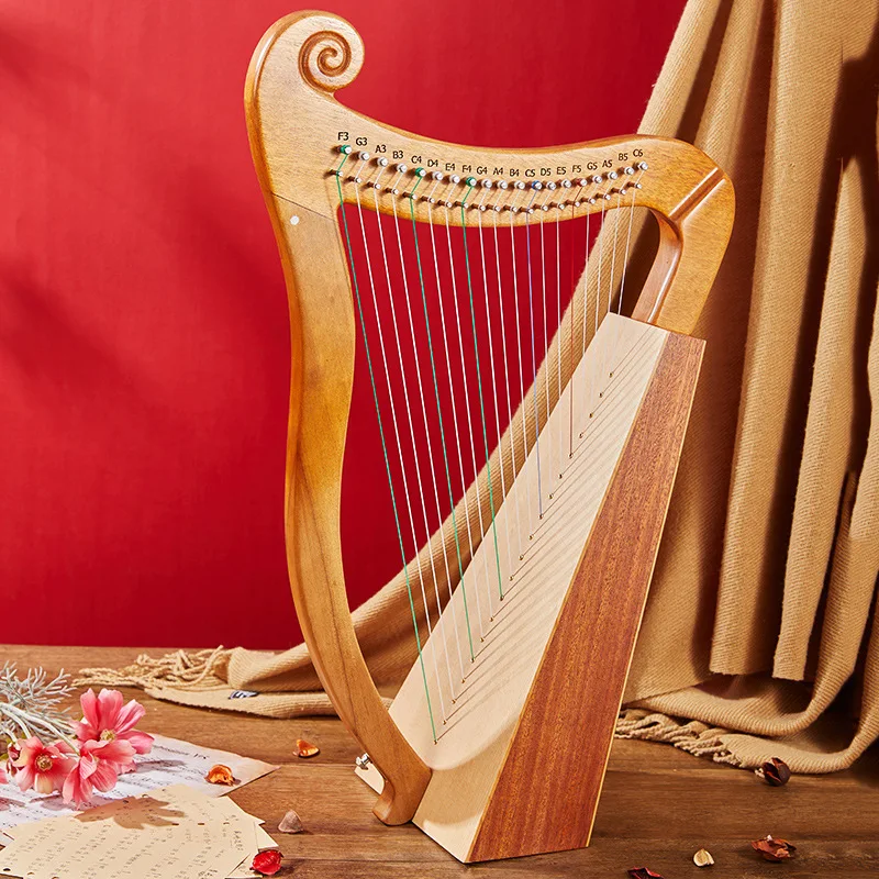 Harp 19 String Lyre Harp Instrument Full Veneer Solid Wood Mahogany 19 String Musical Instrument