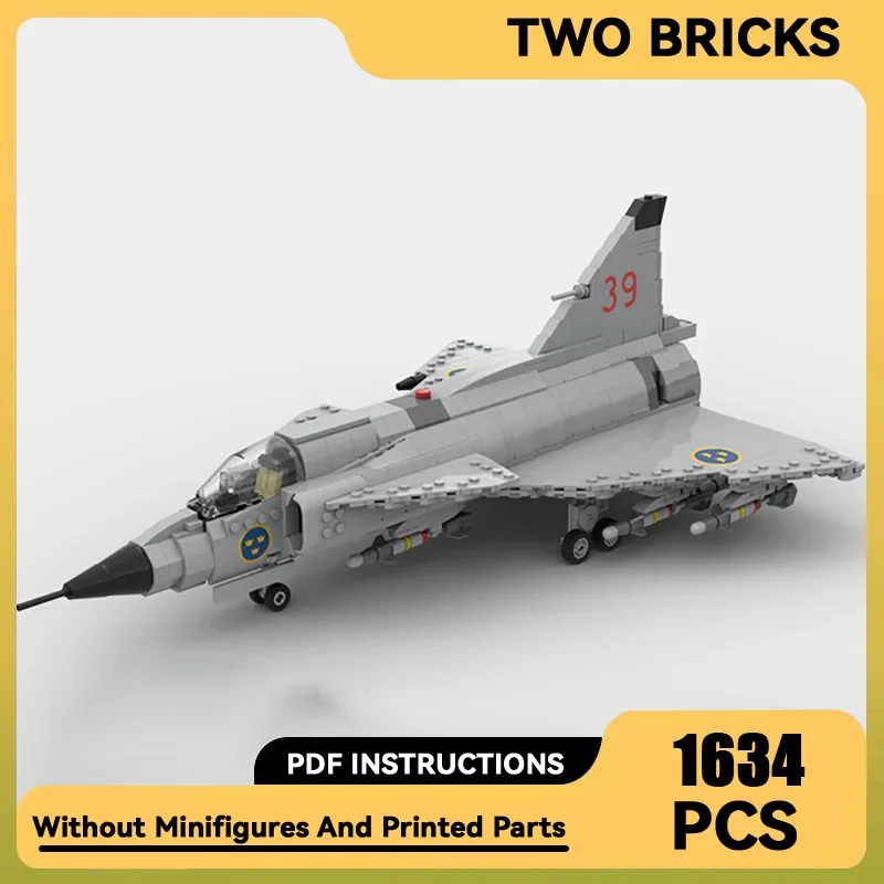 

Moc Building Bricks Military Fighter Model 1:35 Scale JA & AJ-37 Viggen Technology Blocks Gifts Christmas Toys DIY Sets Assembly