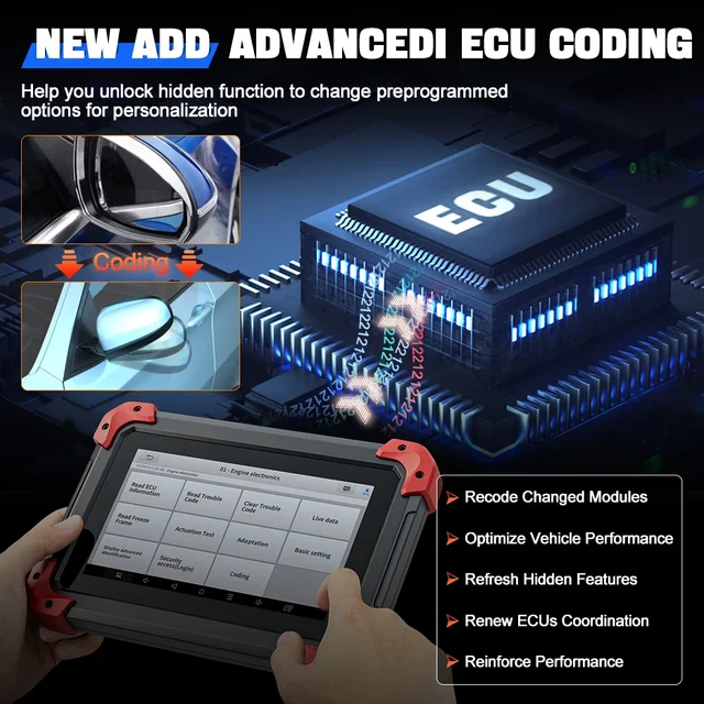 XTOOL D7 V2.0 All System Automotive Diagnostic Tool OBD2 Scanner ECU Coding Bidirectional Control 38+ Service FCA CAN FD DOIP 4