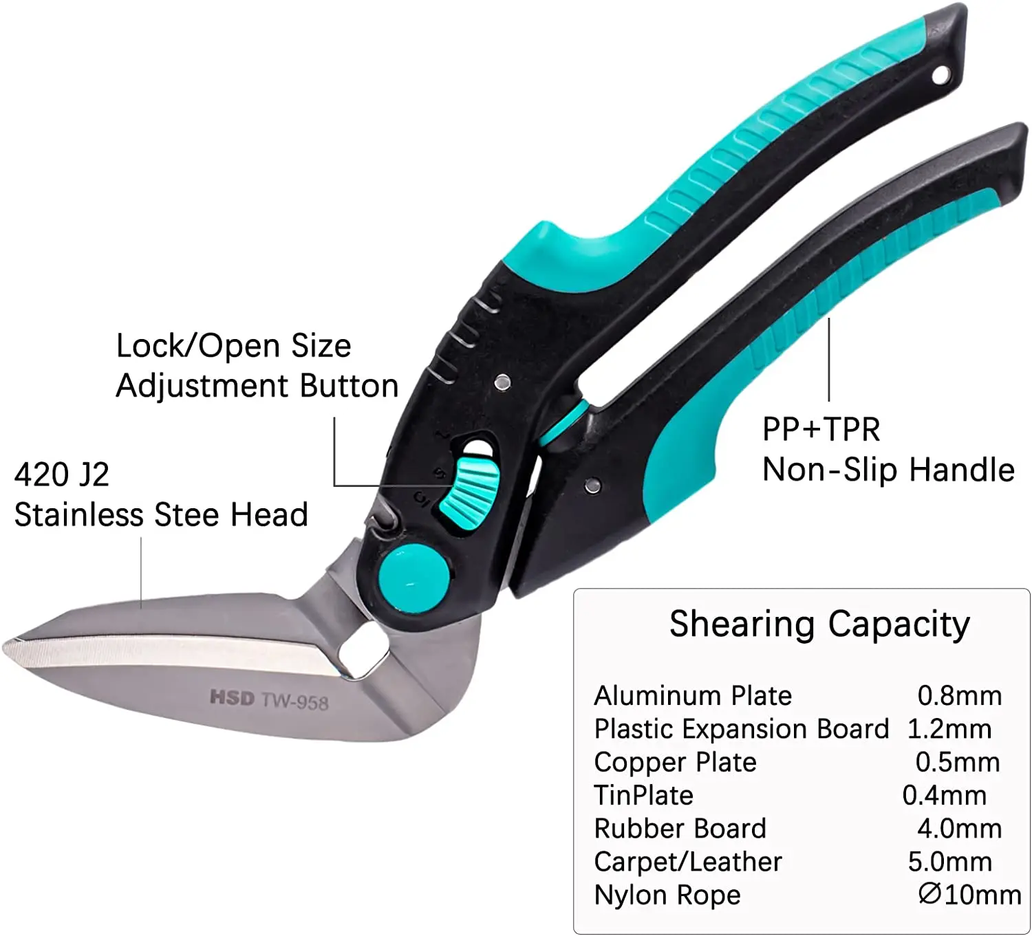 AUSCOUR Heavy Duty Scissors,10Utility Sharp 45°Oblique Angle