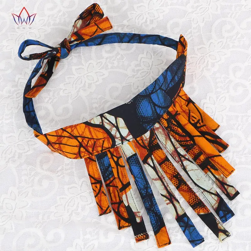 Hot Sale jewelry Ankara Fabric Necklace Hypoallergenic Bib Jewelry Exotic Colors African Fringed Necklaces For Women WYA087