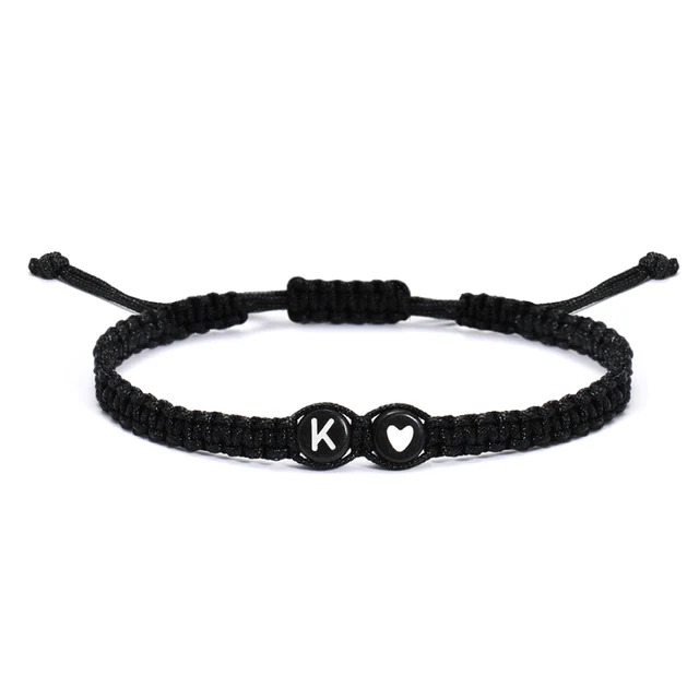 96269-0a6fa4.jpg 26 lettres initiales coeur Bracelets à la main réglable A-Z nom tressé Bracelets pour femmes hommes amitié bijoux