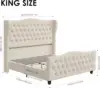 King Size 54.3” Tall Platform Bed Frame with Deep Button Tufted Wingback Headboard and Footboard, Velvet Upholstered Bed Frame 2