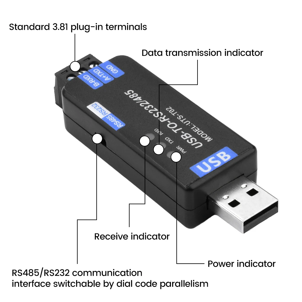 รูปสินค้า โมดูลแปลงสัญญาณ USB ถึง RS485/RS232 สองทิศทาง