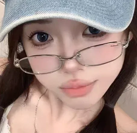 Fashion Haruku Metal Square Frame Y2K Women's Retro Small Glasses Girls Japanese Glass Eyewear Decorative Anti-blue Eyeglasses_voghion.com