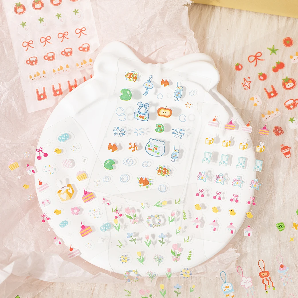 30 시트/책 DIY Scrapbooking 저널 전화 케이스 노트북 장식 네일 아트 워터 데칼에 대한 미니 귀여운 네일 스티커