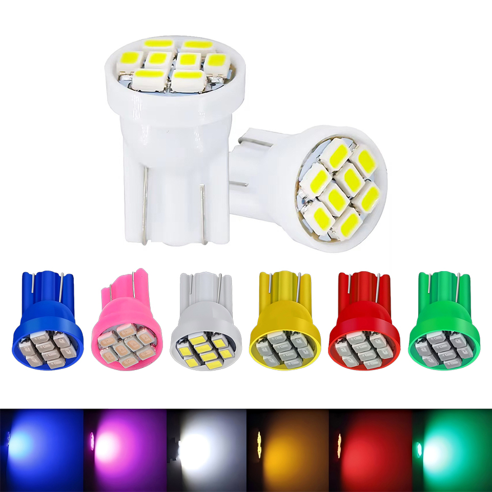 10pc Led Auto Light Dashboard Gauge Cluster Led Car Light Bulb T10 1206 8SMD License Plate Lamp Instrument Light Reading Lantern